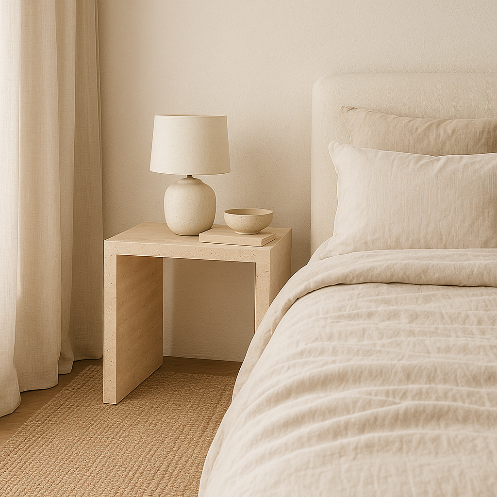 Noche Bedside Table - Travertine