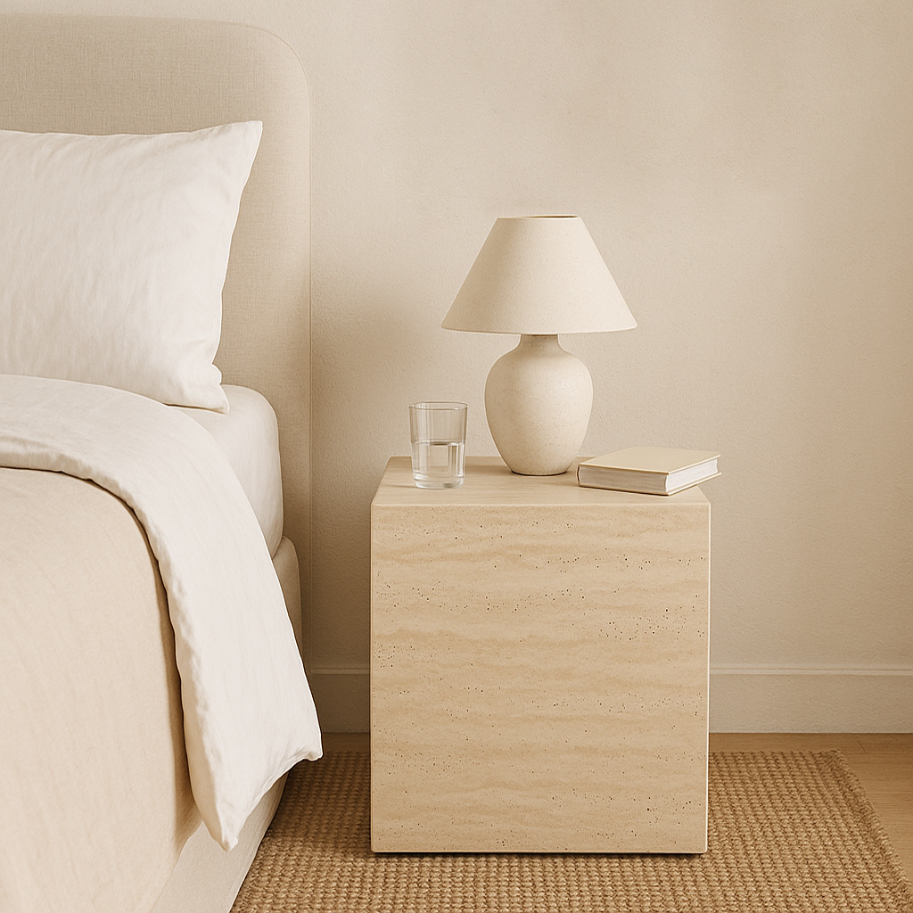 Block Side Table - Travertine