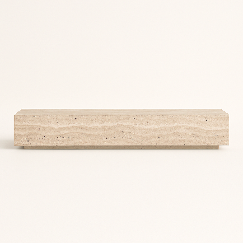 Block TV Console Table - Travertine