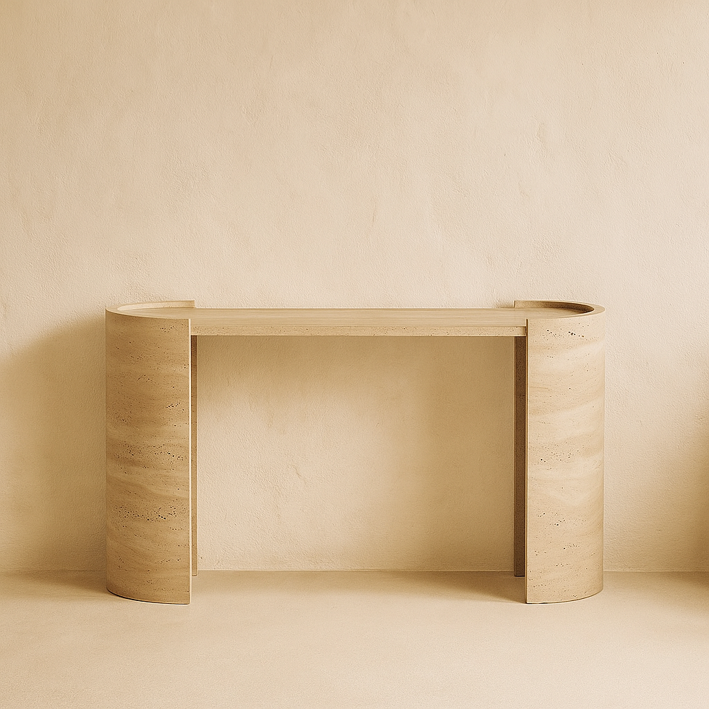 Citrus Ovale High Side Table - Travertine