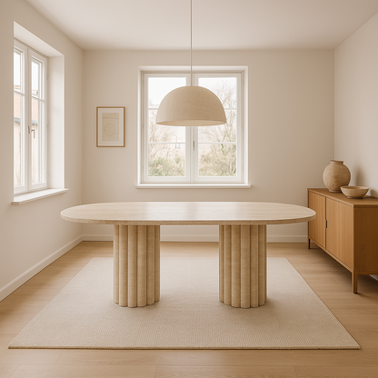 Ripple Ovale Dining Table - Travertine