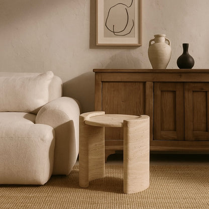 Stockholm Side Table - Travertine