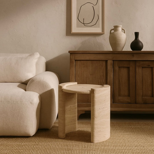 Stockholm Side Table - Travertine