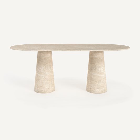 Cone Elegance Ovale Dining Table - Travertine