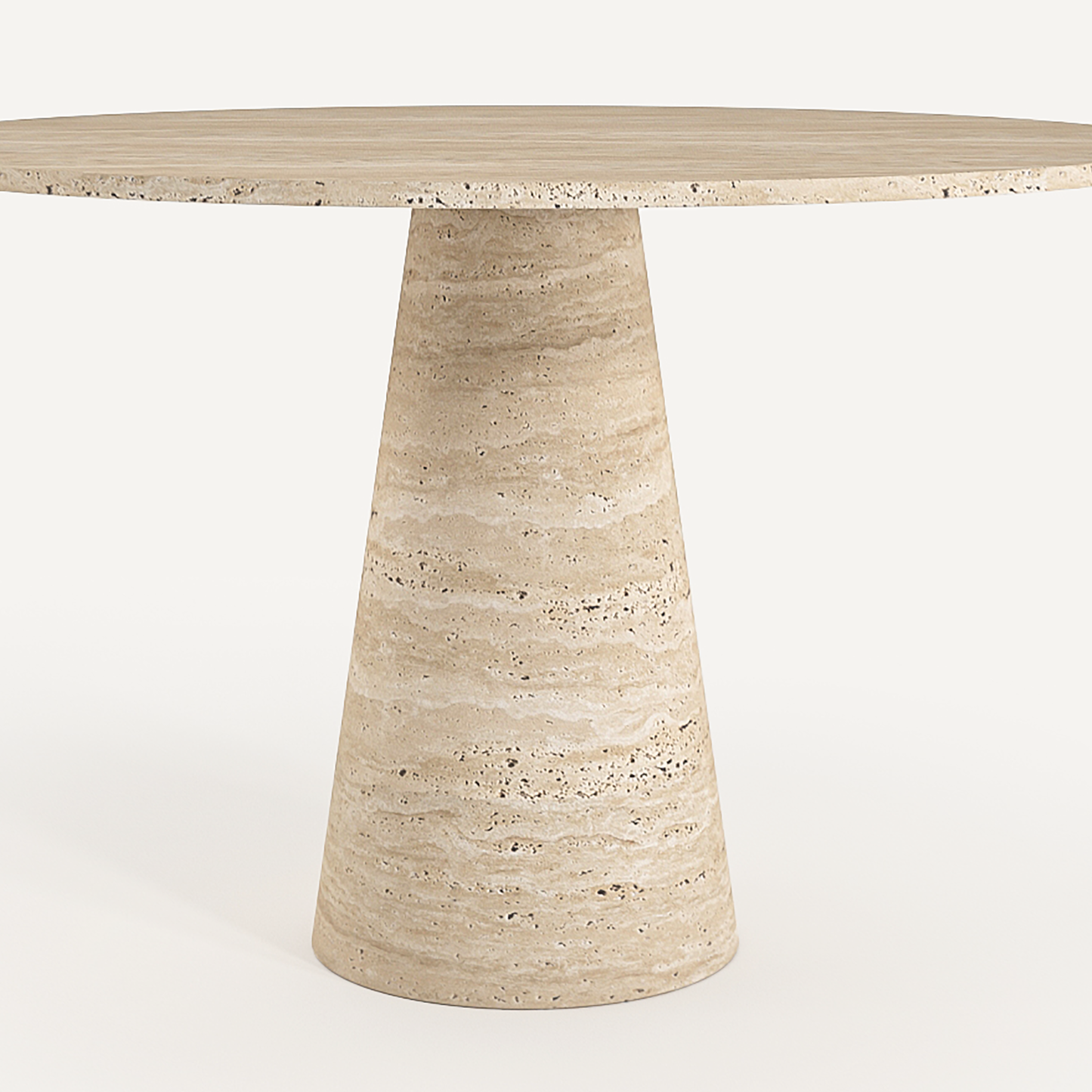 Cone Elegance Round Dining Table - Travertine