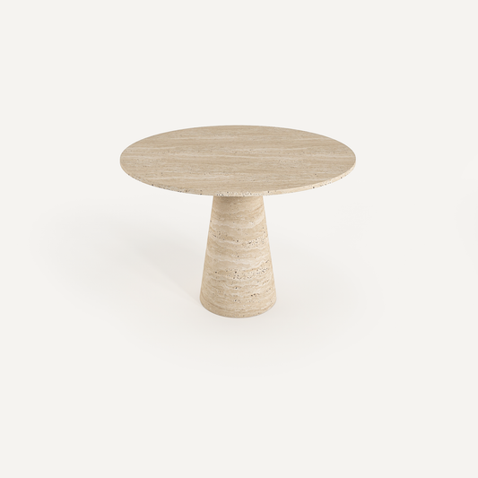 Cone Elegance Round Dining Table - Travertine