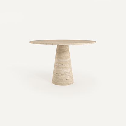 Cone Elegance Round Dining Table - Travertine